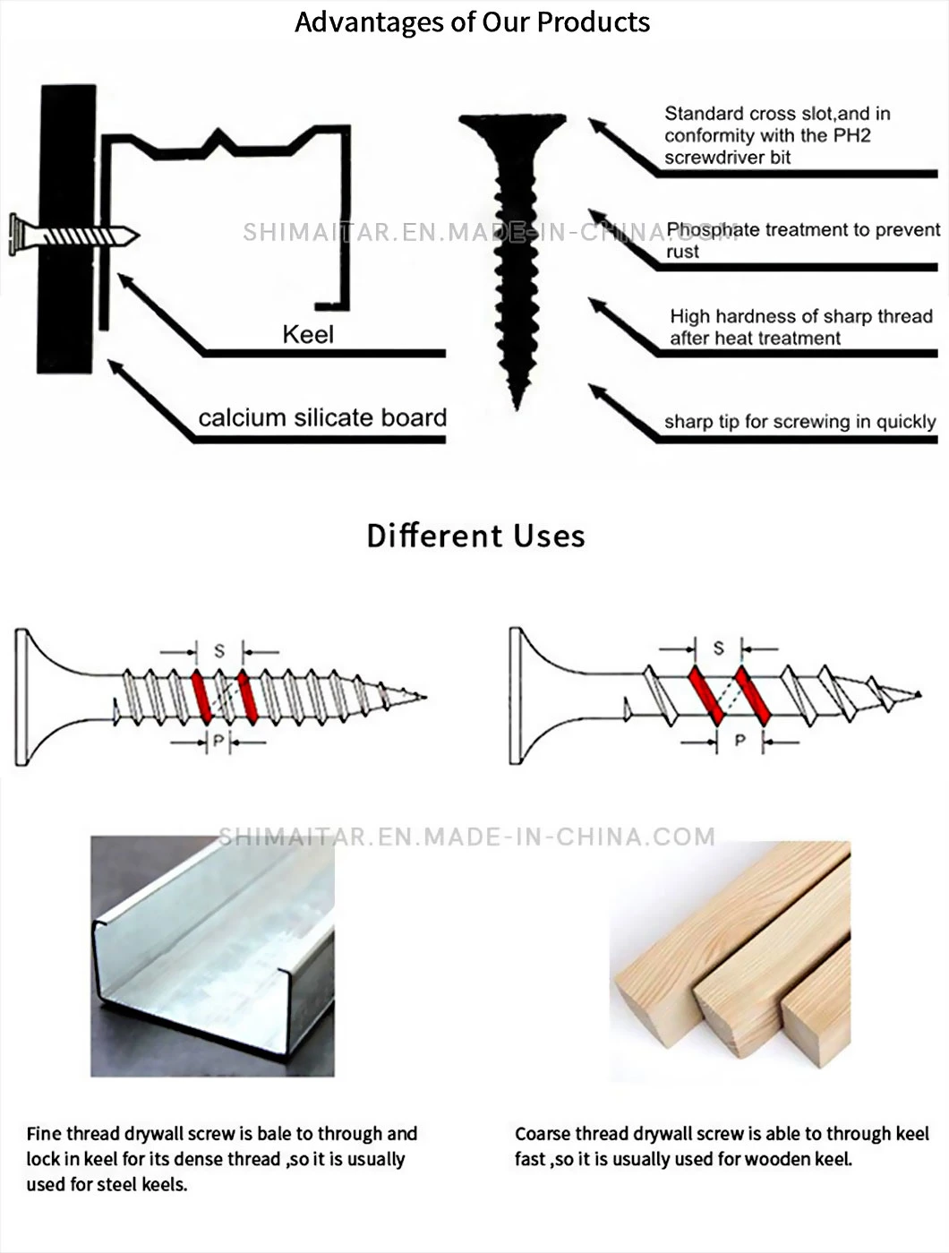 Black Phosphated Galvanized DIN 18182 Standard Bugle Head Fine Coarse Thread Perfect Cheap Plasterboard Tornillos Gypsum Dry Wall Drywall Screw