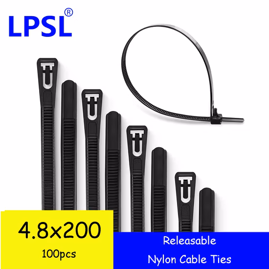 Lpsl Releasable Nylon Cable Ties, Heavy Duty Reusable Tie Wraps, Strong Nylon Zip Ties